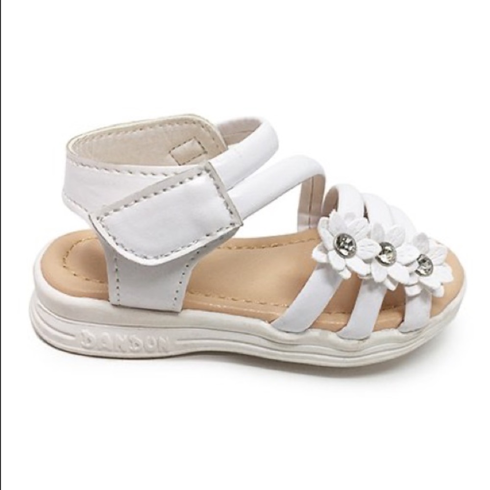 White Rhinestone-Accent Flower Sandal